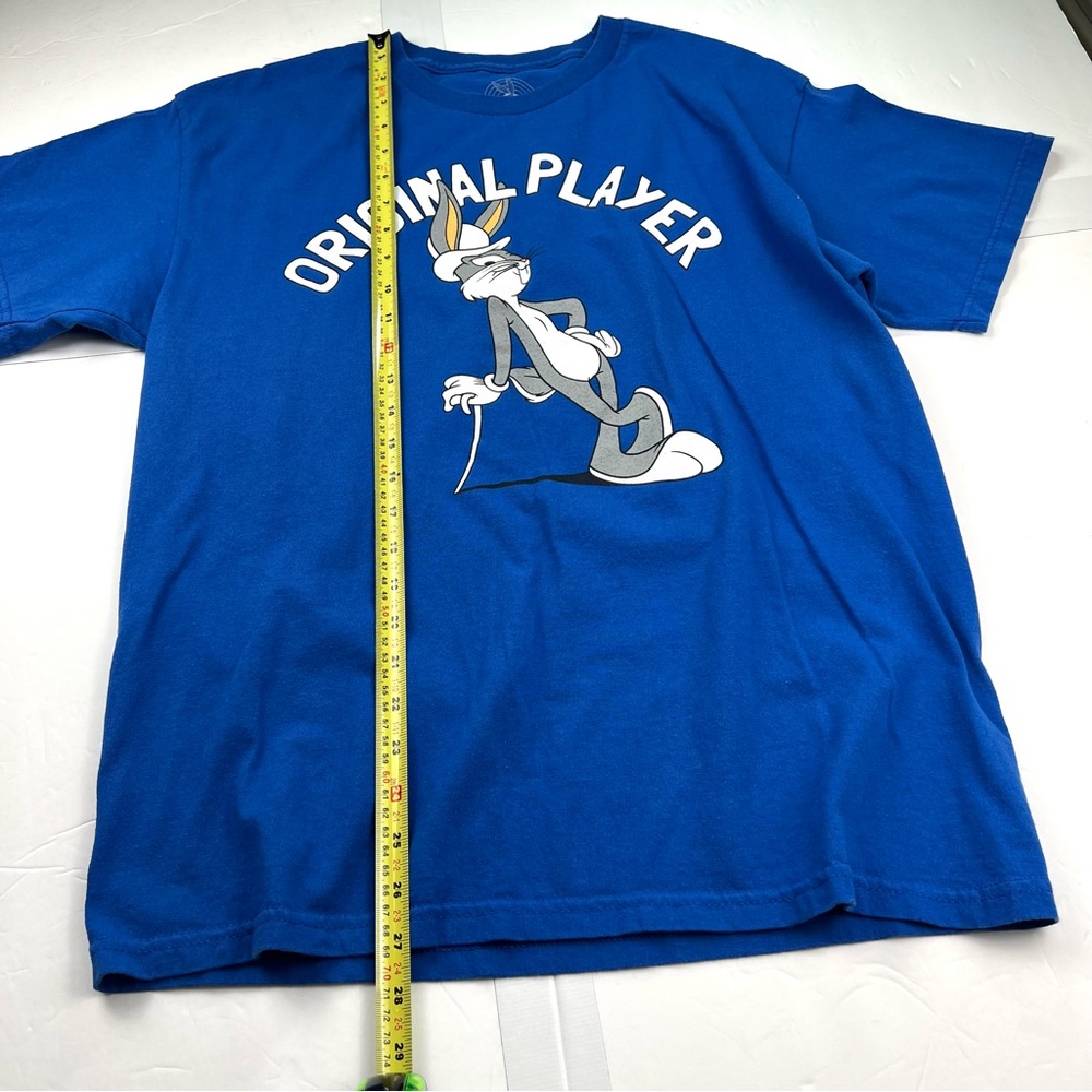 Looney Tunes ‘Original Player’ Bugs Bunny Graphic Tee Unisex size L Royal Blue - Picture 7 of 8